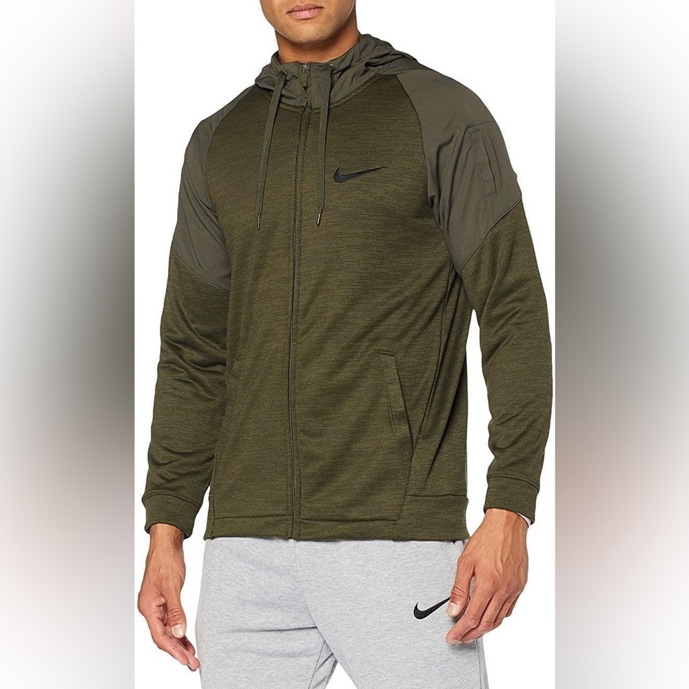 Nike Dry Men Green Full Zip Training Hoodie BV2676-325 Size 2XL